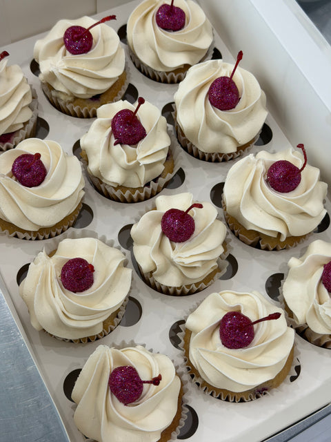 12 Pack Glitter Cherry Cupcakes.