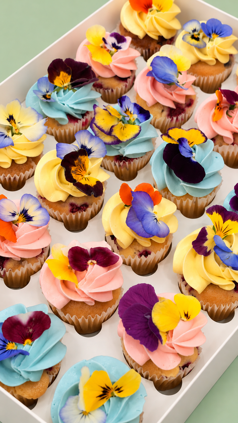 24-Pack Mini Edible Floral Cupcakes
