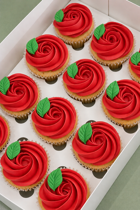 Box of Roses Cupcakes.